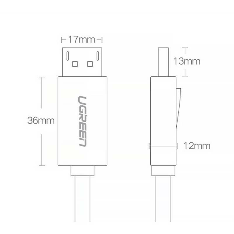 Кабель Ugreen DP102 DisplayPort - DisplayPort (M/M), 5 м, Black (10213)
