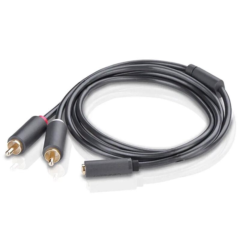 Кабель Ugreen AV102 AUX 3.5 мм TRS  - RCAx2, 1 м, Gray (10588)