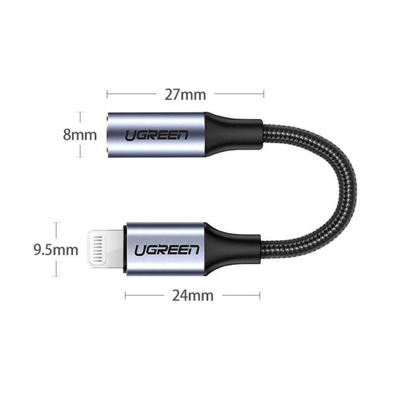 Адаптер Ugreen US211 Lightning - 3.5 мм (M/F), 0.1 м, Black (30756)