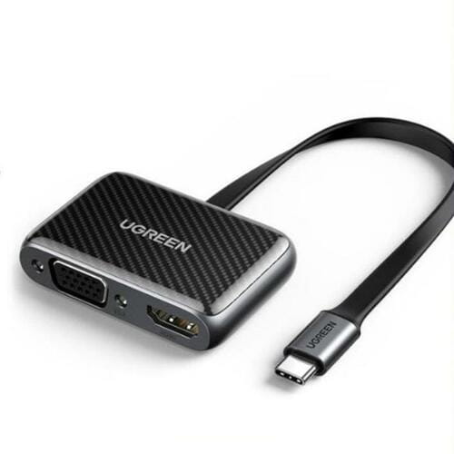 Photos - Cable (video, audio, USB) Ugreen Адаптер  CM303 HDMI+VGA - USB Type-C (F/M), Black  70549 (70549)