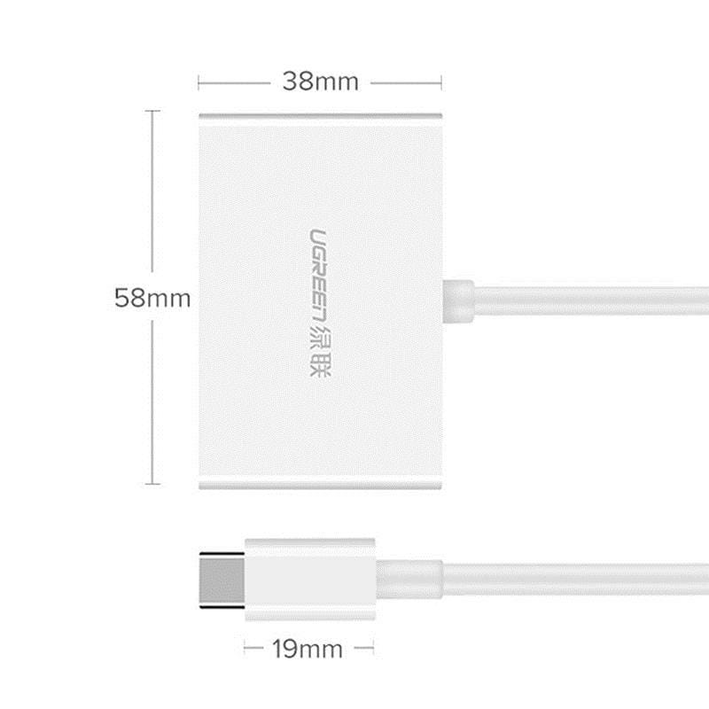 Адаптер Ugreen MM123 HDMI+VGA - USB Type-C (F/M), White (30843)