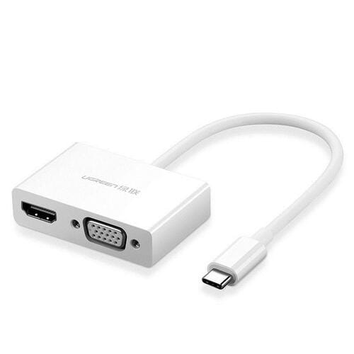 Фото - Кабель Ugreen Адаптер  MM123 HDMI+VGA - USB Type-C (F/M), White  30843 (30843)