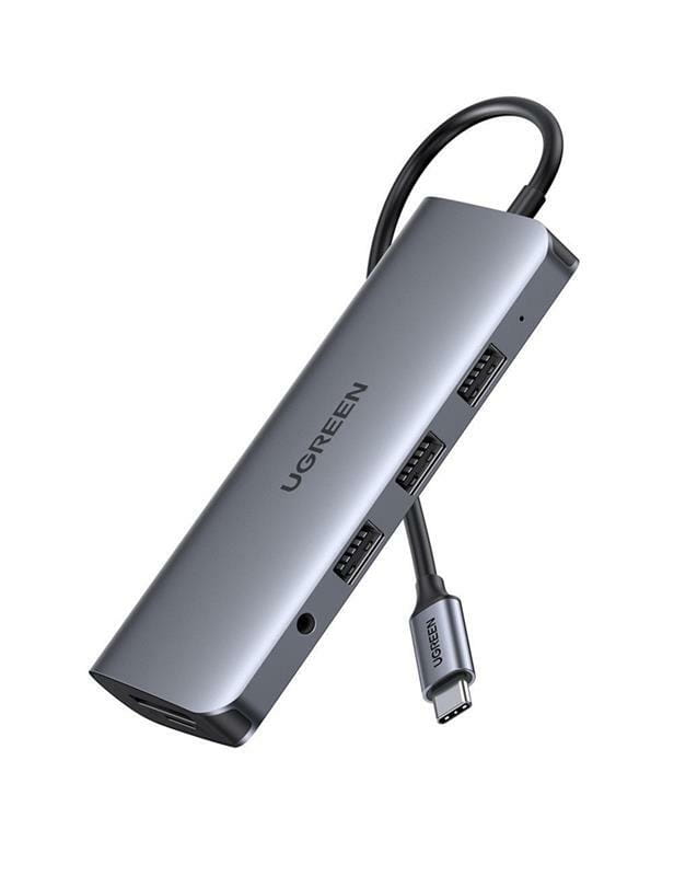 Концентратор USB Type-C Ugreen CM179 3xUSB 3.0 + HDMI + VGA + RJ45 1000M Ethernet + Cardreader + 3.5 мм, Gray (80133)
