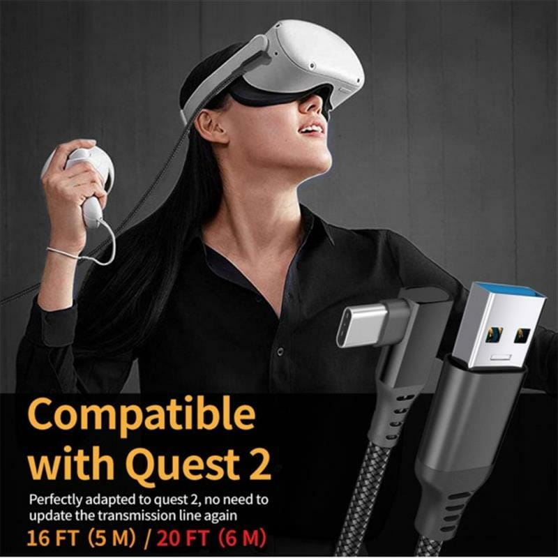 Кабель Gtwin Oculus Quest Gen2 Link VR USB Type-C - USB Type-C (M/M), 5 Gbps, 3 A, 5 м, Black (1005003912229640U5B)