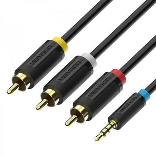 Photos - Cable (video, audio, USB) Vention Кабель  2.5 мм - 3хRCA (M/M), 1.5 м, Black  BCCBG (BCCBG)