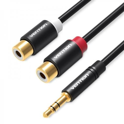 Photos - Cable (video, audio, USB) Vention Кабель  3.5 мм - 2хRCA (M/F), 0.3 м, Black  VAB-R02-B (VAB-R02-B030)