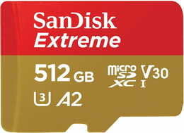 Карта памяти MicroSDXC 512GB C10 UHS-I SanDisk Extreme V30 U3 R190/W130MB/s + SD (SDSQXAV-512G-GN6MA)