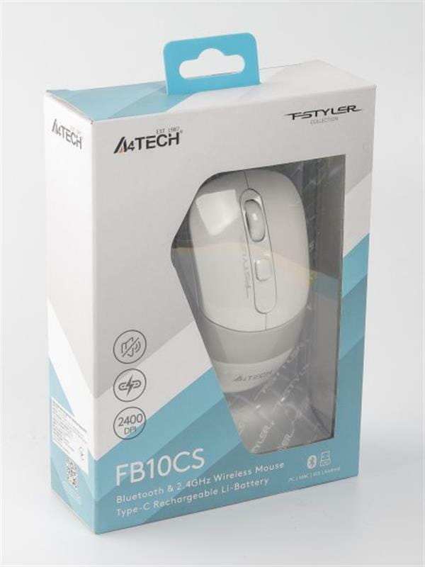Мышь беспроводная A4Tech Fstyler FB10CS Grayish White USB