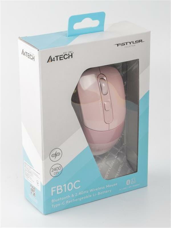 Мышь беспроводная A4Tech Fstyler FB10C Pink USB