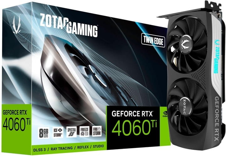 Відеокарта GF RTX 4060 Ti  8GB GDDR6 Twin Edge Gaming Zotac (ZT-D40610E-10M)