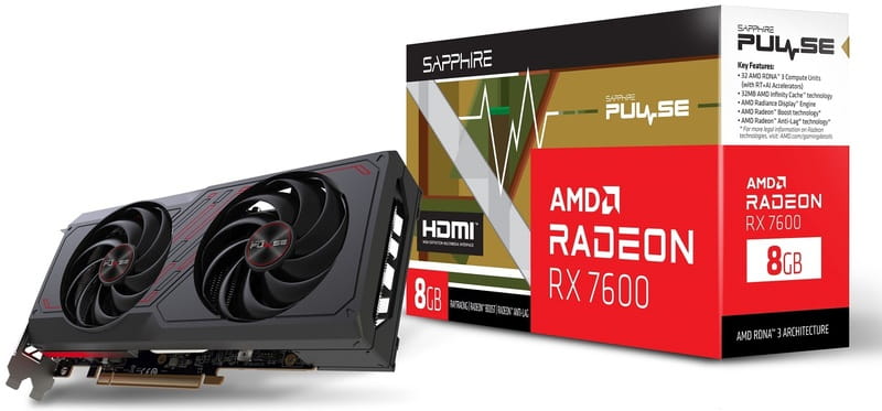 Видеокарта AMD Radeon RX 7600 8GB GDDR6 Pulse Gaming Sapphire (11324-01-20G)