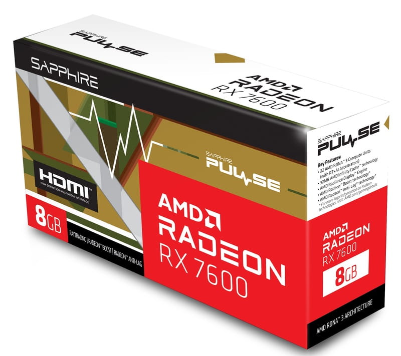 Видеокарта AMD Radeon RX 7600 8GB GDDR6 Pulse Gaming Sapphire (11324-01-20G)