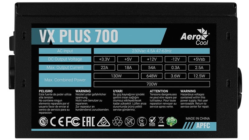 Блок живлення AeroCool VX Plus 700 (ACPN-VS70AEY.11) 700W