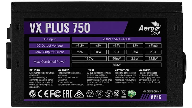 Купити Блок живлення AeroCool VX Plus 750 (ACPN-VS75AEY.11) 750W Блок живлення AeroCool VX Plus 750 (ACPN-VS75AEY.11) 750W