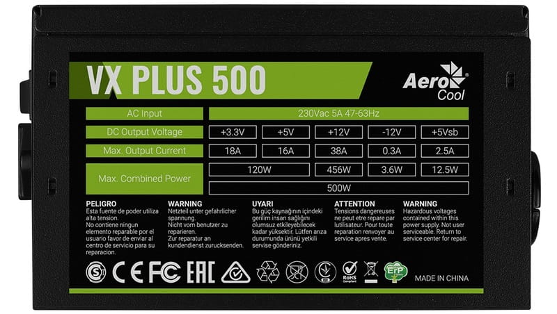 Блок питания AeroCool VX Plus 500 (ACPN-VS50NEY.11) 500W