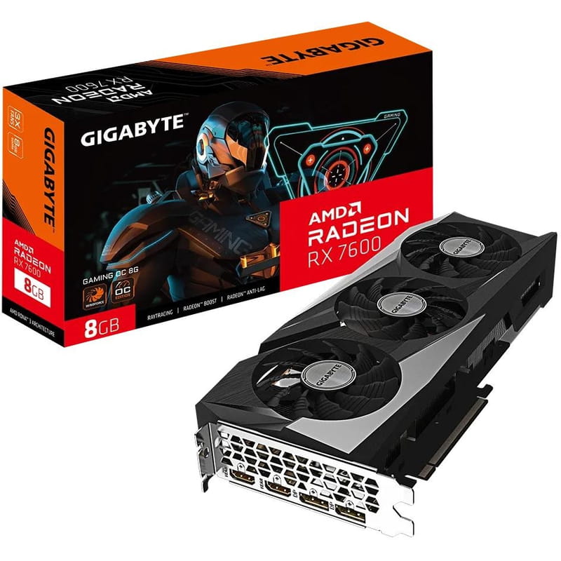 Видеокарта AMD Radeon RX 7600 8GB GDDR6 Gaming OC 8G Gigabyte (GV-R76GAMING OC-8GD)