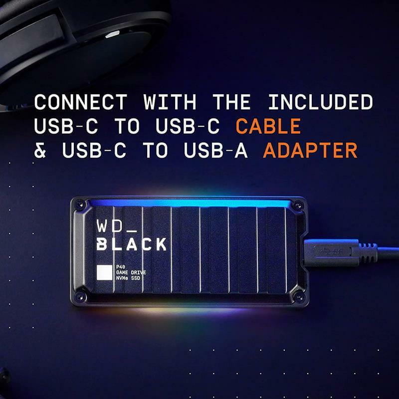 Накопитель внешний SSD USB 3.2 Type-C 1.0TB WD P40 Game Drive Black (WDBAWY0010BBK-WESN)