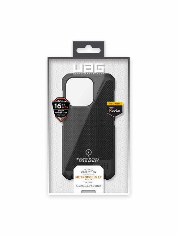 Чeхол-накладка Urban Armor Gear Metropolis LT Magsafe для Apple iPhone 14 Pro Kevlar Black (114050113940)