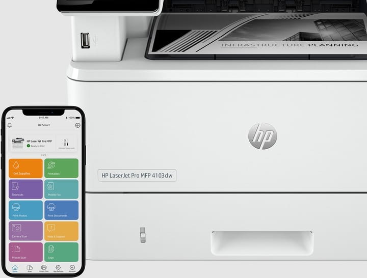 МФУ А4 HP LaserJet Pro 4103dw c Wi-Fi (2Z627A)