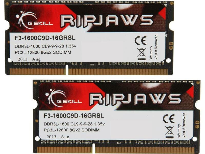 Модуль памяти SO-DIMM 2x8GB/1600 1,35V DDR3L G.Skill Ripjaws (F3-1600C9D-16GRSL)