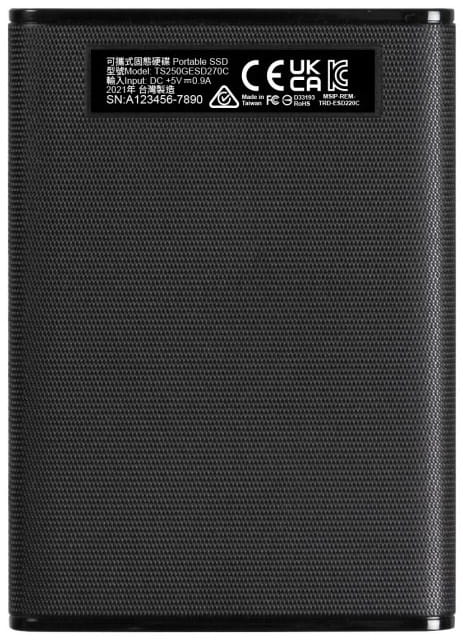 Накопитель внешний SSD USB 3.1 Type-C 500GB Transcend ESD270C Black (TS500GESD270C)