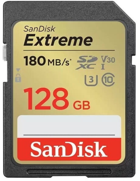 Карта памяти SDXC 128GB UHS-I/U3 Class 10 SanDisk Extreme V30 R180/W90MB/s 4K (SDSDXVA-128G-GNCIN)