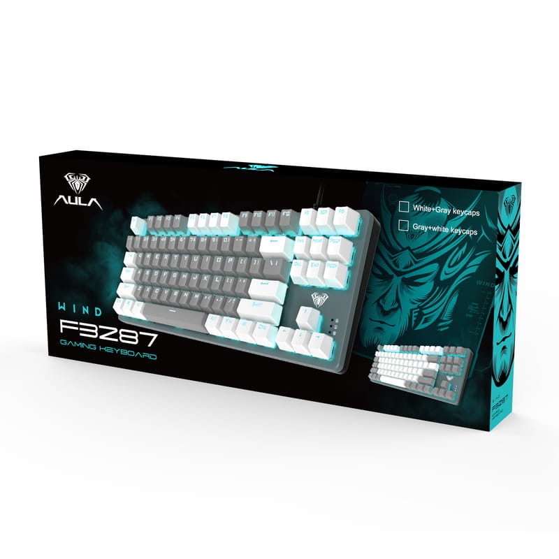 Клавиатура Aula Mechanical F3287 White/Grey keycap KRGD blue (6948391240688)