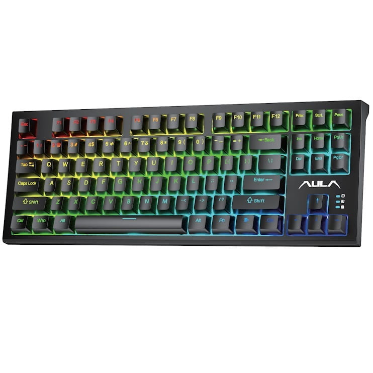 Клавиатура Aula Mechanical F3032 Black keycaps, plus 21 Yellow keys KRGD red (6948391204673)