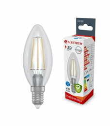 Лампа светодиодная свеча ретро Electrum Filament 4W E14 4000K (A-LC-1367)