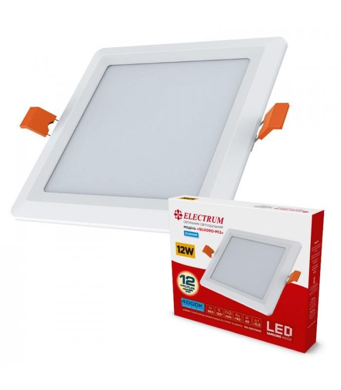 Светильник встраиваемый светодиодный Electrum Quadro M 12W 4000К (B-LD-1961)