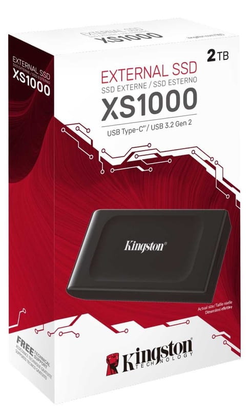 Накопитель внешний SSD Portable USB 2.0ТB Kingston SXS1000 Black (SXS1000/2000G)