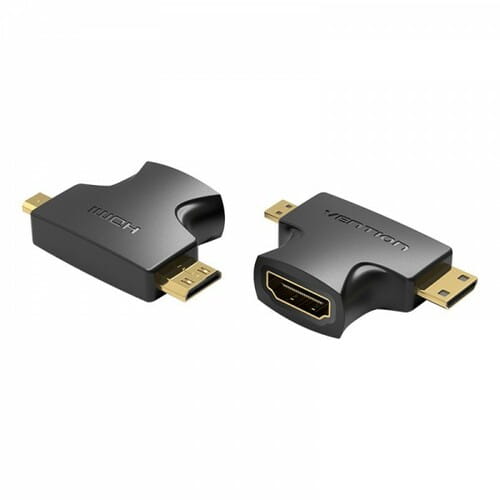 Фото - Кабель Vention Адаптер 2 в 1  HDMI - Mini-HDMI - micro-HDMI , (4K 30Hz MiniHD (F/M)