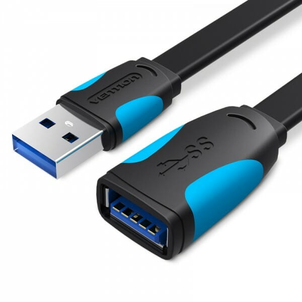 Подовжувач Vention Flat USB - USB (M/F), 1.5 м, Black (VAS-A13-B150)