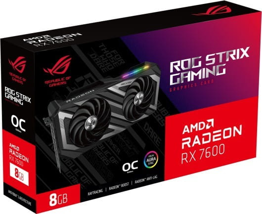 Видеокарта AMD Radeon RX 7600 8GB GDDR6 ROG Strix OC Asus (ROG-STRIX-RX7600-O8G-GAMING)
