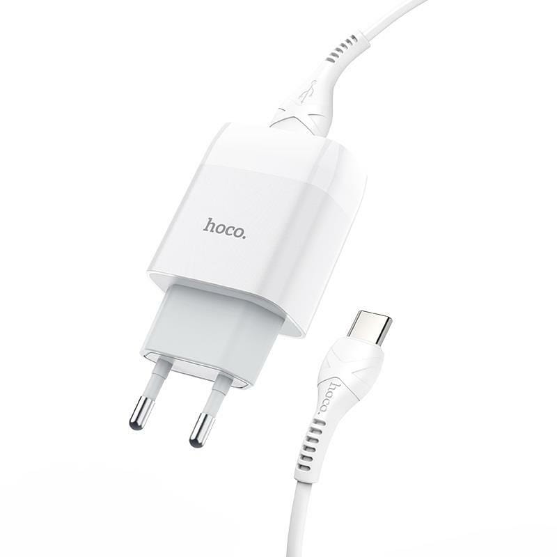 Зарядное устройство Hoco C73A Glorious (2USB, 2.4А) White (6931474713070) + кабель Type-C