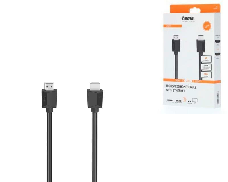 Кабель Hama HDMI - HDMI (M/M), Ethernet, 4K, 3 м, Black (205006)