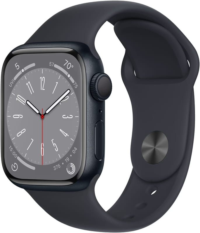 Смарт-часы Apple Watch Series 8 GPS 41mm Midnight Aluminium Case with Midnight Sport Band - Regular (MNP53UL/A)