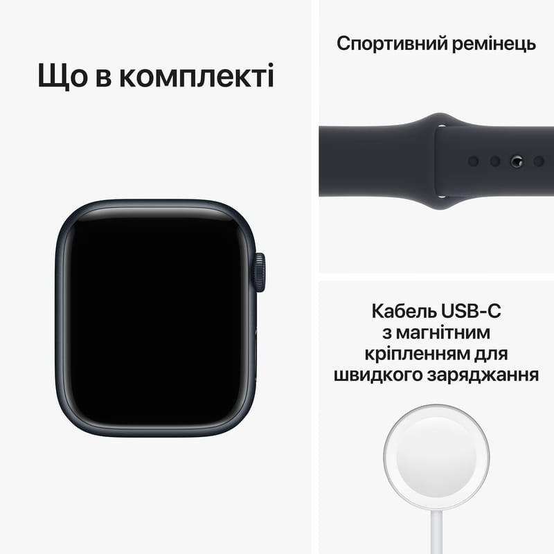Смарт-часы Apple Watch Series 8 GPS 41mm Midnight Aluminium Case with Midnight Sport Band - Regular (MNP53UL/A)