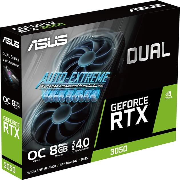 Видеокарта GF RTX 3050 8GB GDDR6 Dual OC V2 Asus (DUAL-RTX3050-O8G-V2)