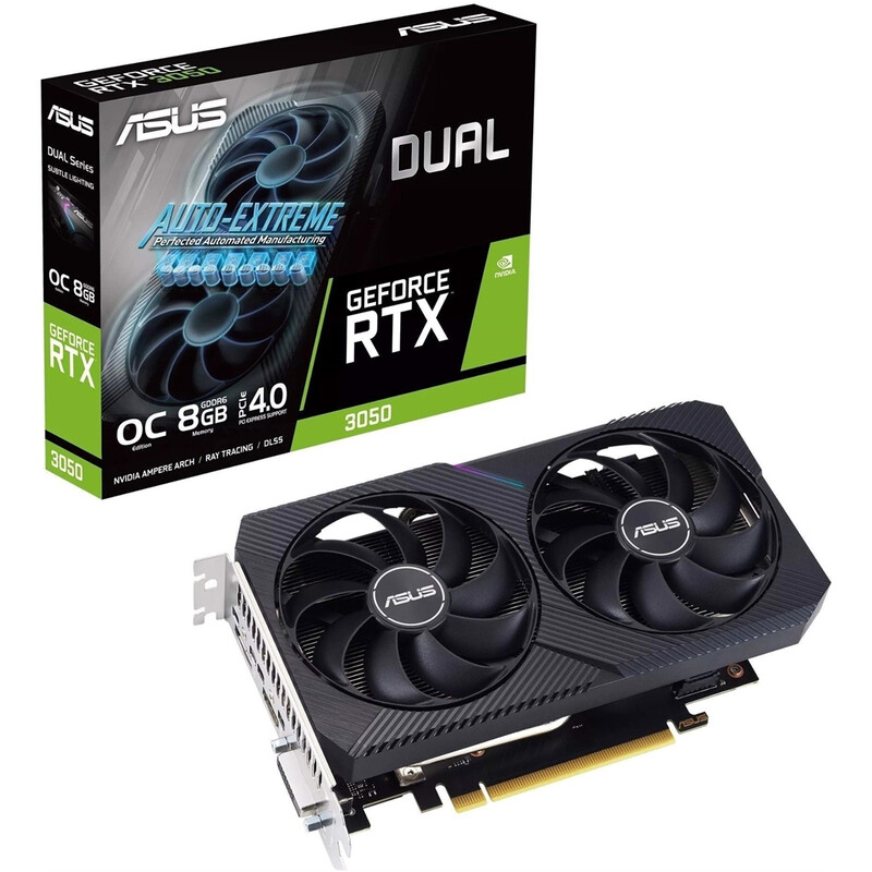 Видеокарта GF RTX 3050 8GB GDDR6 Dual OC V2 Asus (DUAL-RTX3050-O8G-V2)