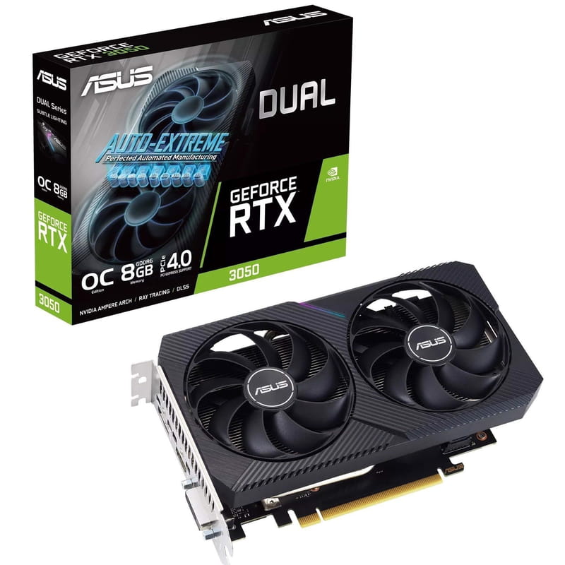Видеокарта GF RTX 3050 8GB GDDR6 Dual OC V2 Asus (DUAL-RTX3050-O8G-V2)