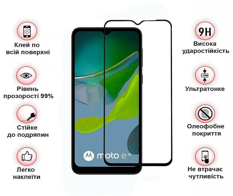 Защитное стекло BeCover для Motorola Moto E13 Black (708843)