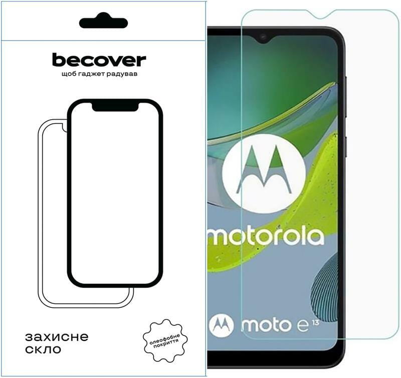 Защитное стекло BeCover для Motorola Moto E13 Crystal Clear Glass 3D (709248)
