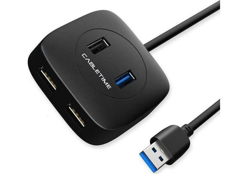 Концентратор USB Cabletime 4-Ports, USB3.0 + USB2.0 + Micro B с питанием (CB43B)