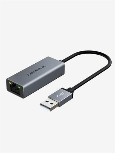 Фото - Мережева карта Мережевий адаптер Cabletime USB 100Mbps Ethernet, 0.15m,Space Grey (CB52G)