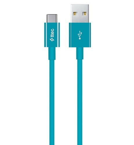 Кабель Ttec USB - USB Type-C (M/M), 1.2 м, Turquoise (2DK12TZ)
