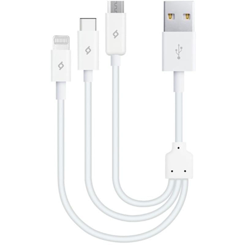 Кабель Ttec MiniCable Trio USB - Lightning + micro USB + USB Type-C (M/M), 0.3 м, White (2DK13)