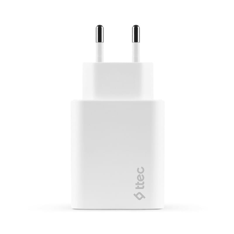 Мережевий зарядний пристрій Ttec SmartCharger Duo USB-C/USB-A 2.4А/12Вт White (2SCS25B)