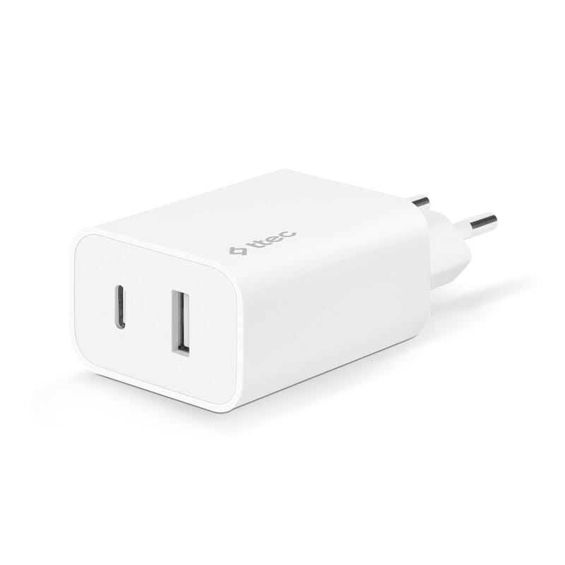 Сетевое зарядное устройство Ttec SmartCharger Duo USB-C/USB-A 2.4А/12Вт White (2SCS25B)