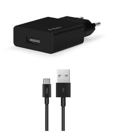 Мережевий зарядний пристрій Ttec SmartCharger USB 2.1А Black (2SCS20CS) + кабель USB Type-C